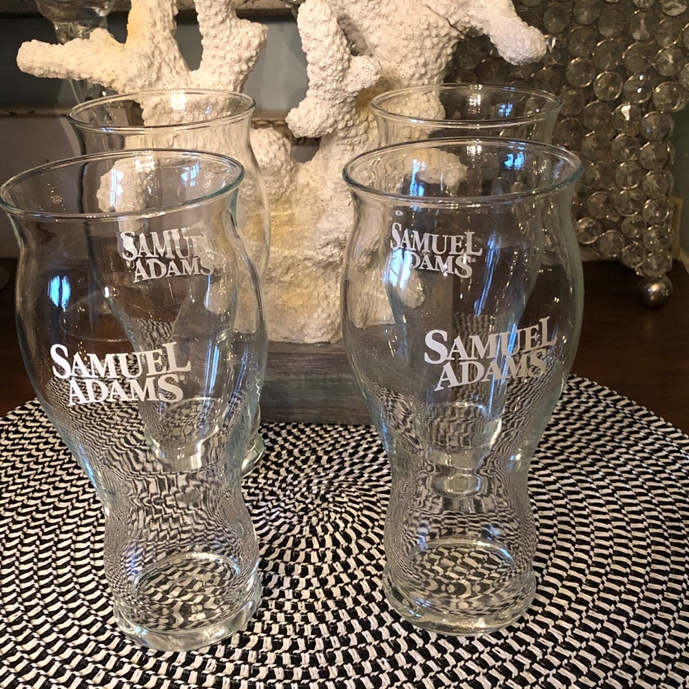 NWOT Set of 4 Samuel Adams Clear Branded Beer Glasses -